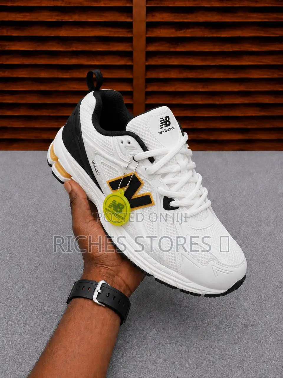 New Balance 1906 White Mesh Upper With Black and Yellow Accents