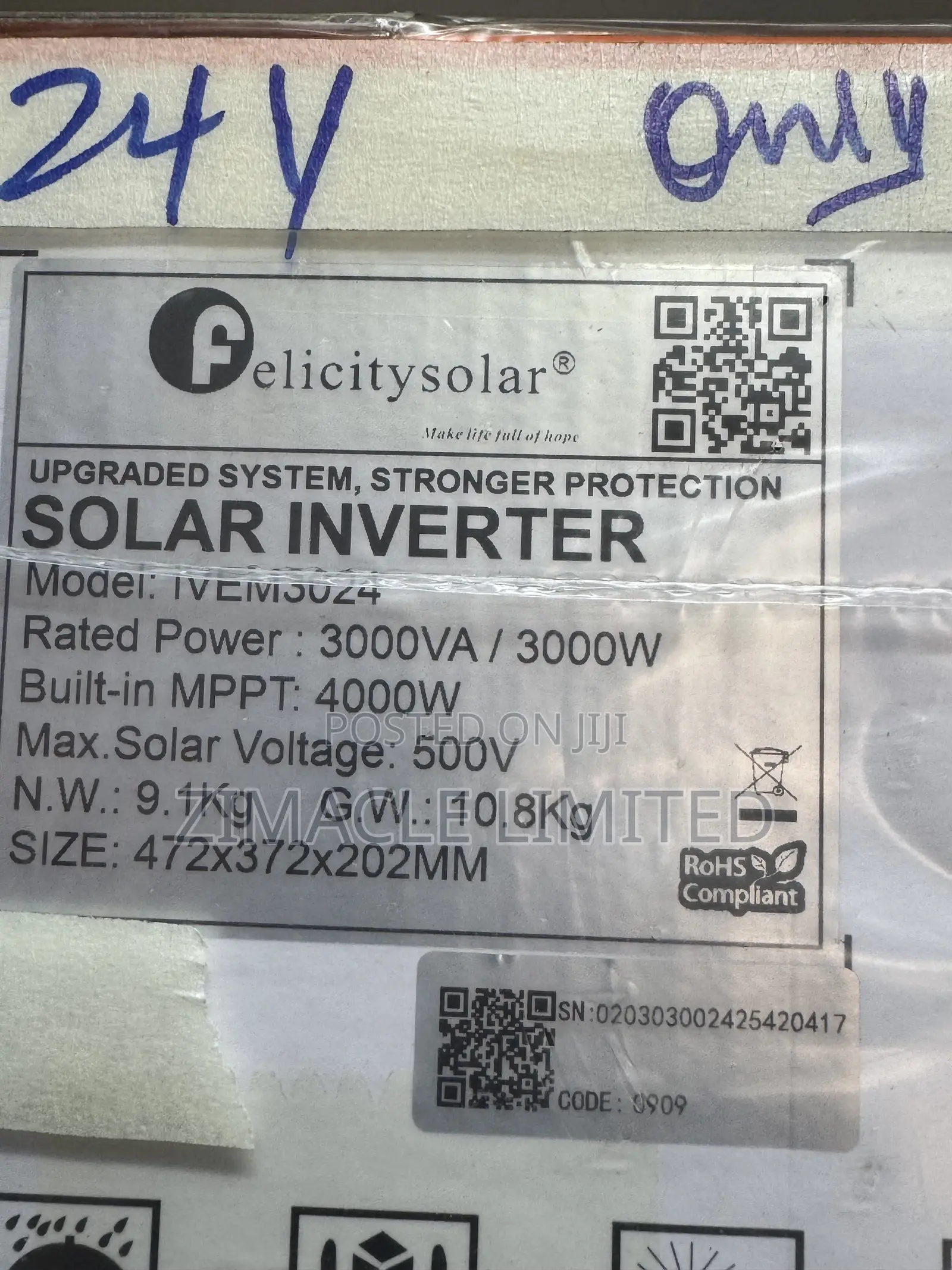 Felicity 3kva Hybrid Solar Inverter