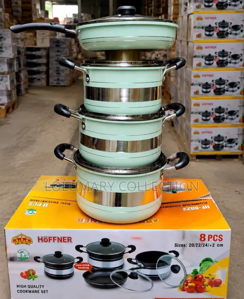 8pcs Hoffner Nonstick Pot Set Kitchen Cookware With Glass Lids
