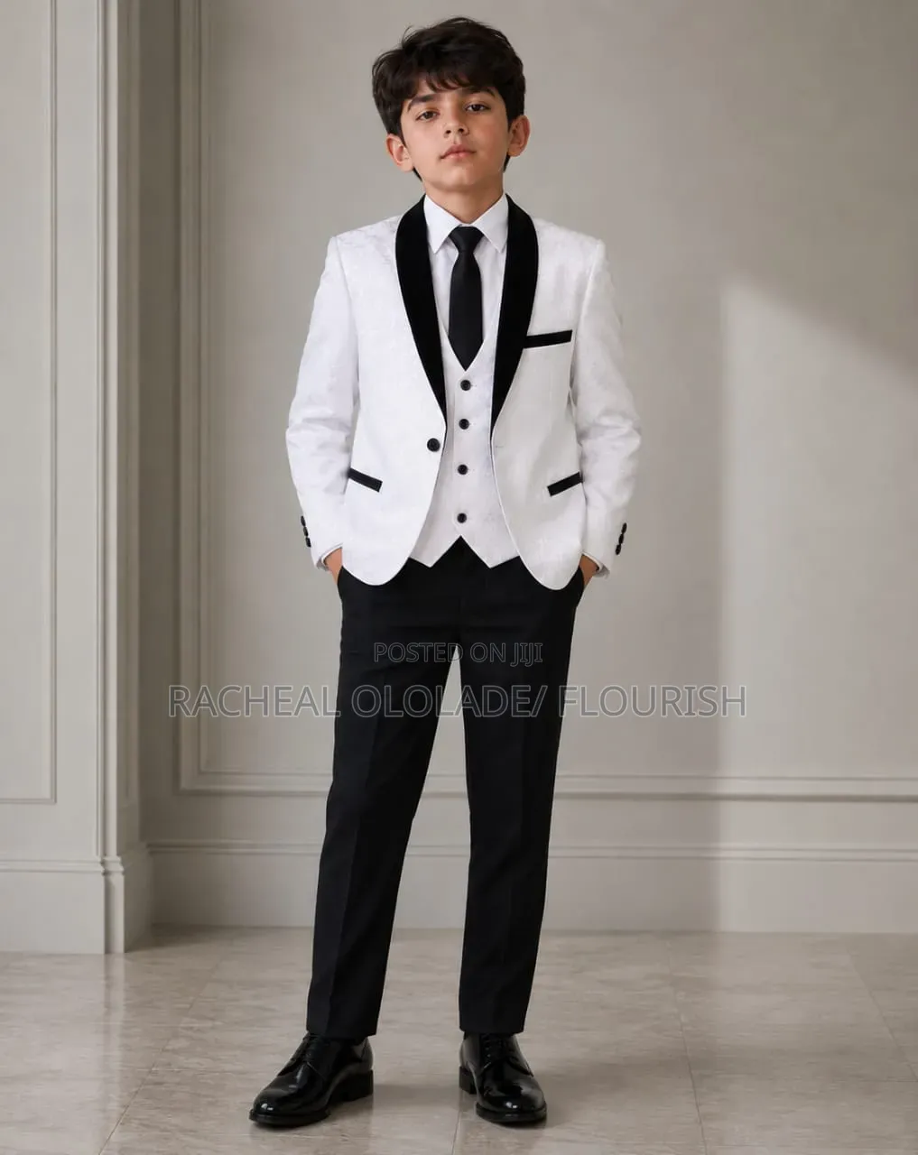 Classy Children White Suit and Black Trouzer.
