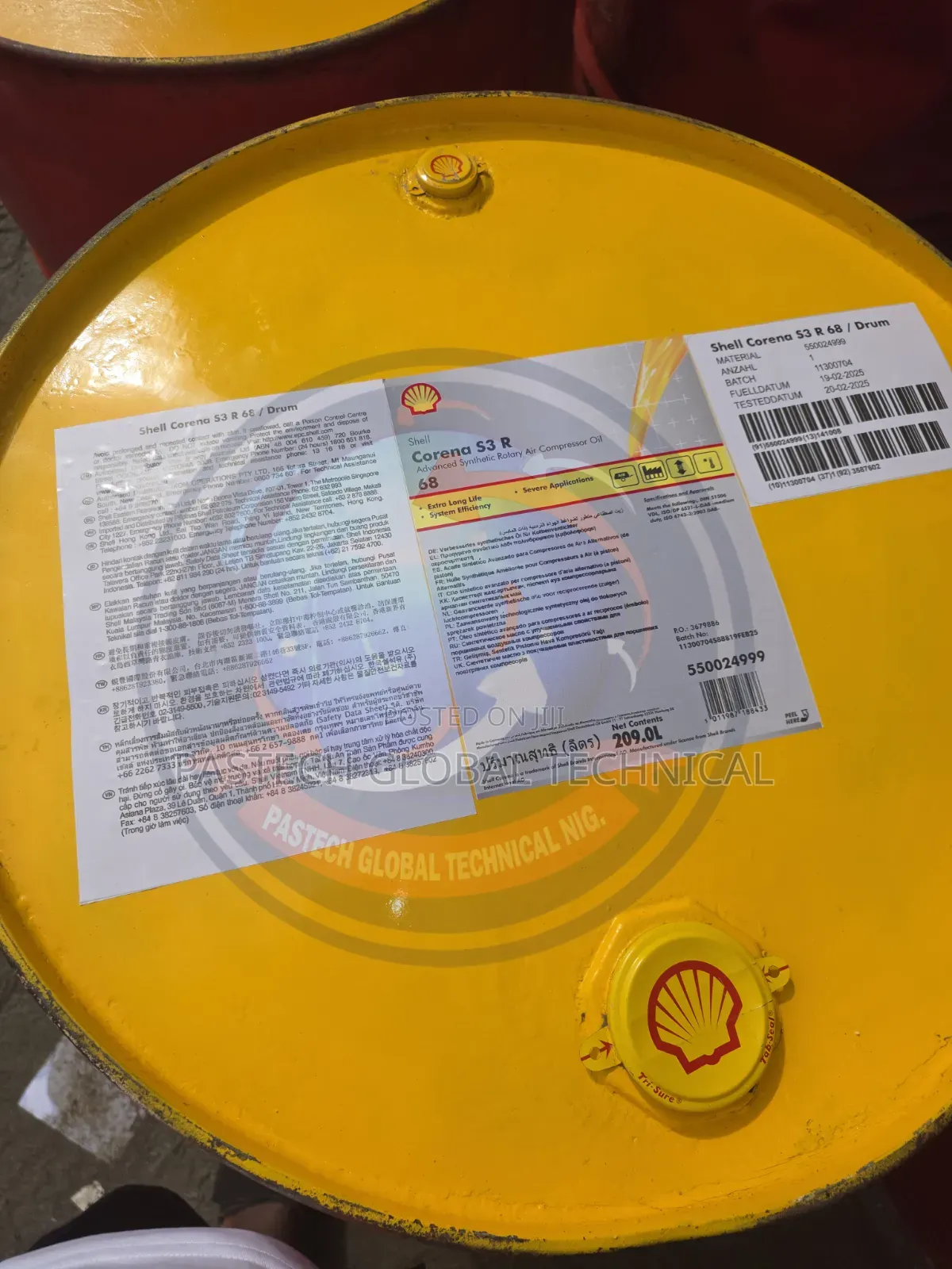 209l Drum // Shell Corena S3 R 68 // Rotary Air Compressor Oil