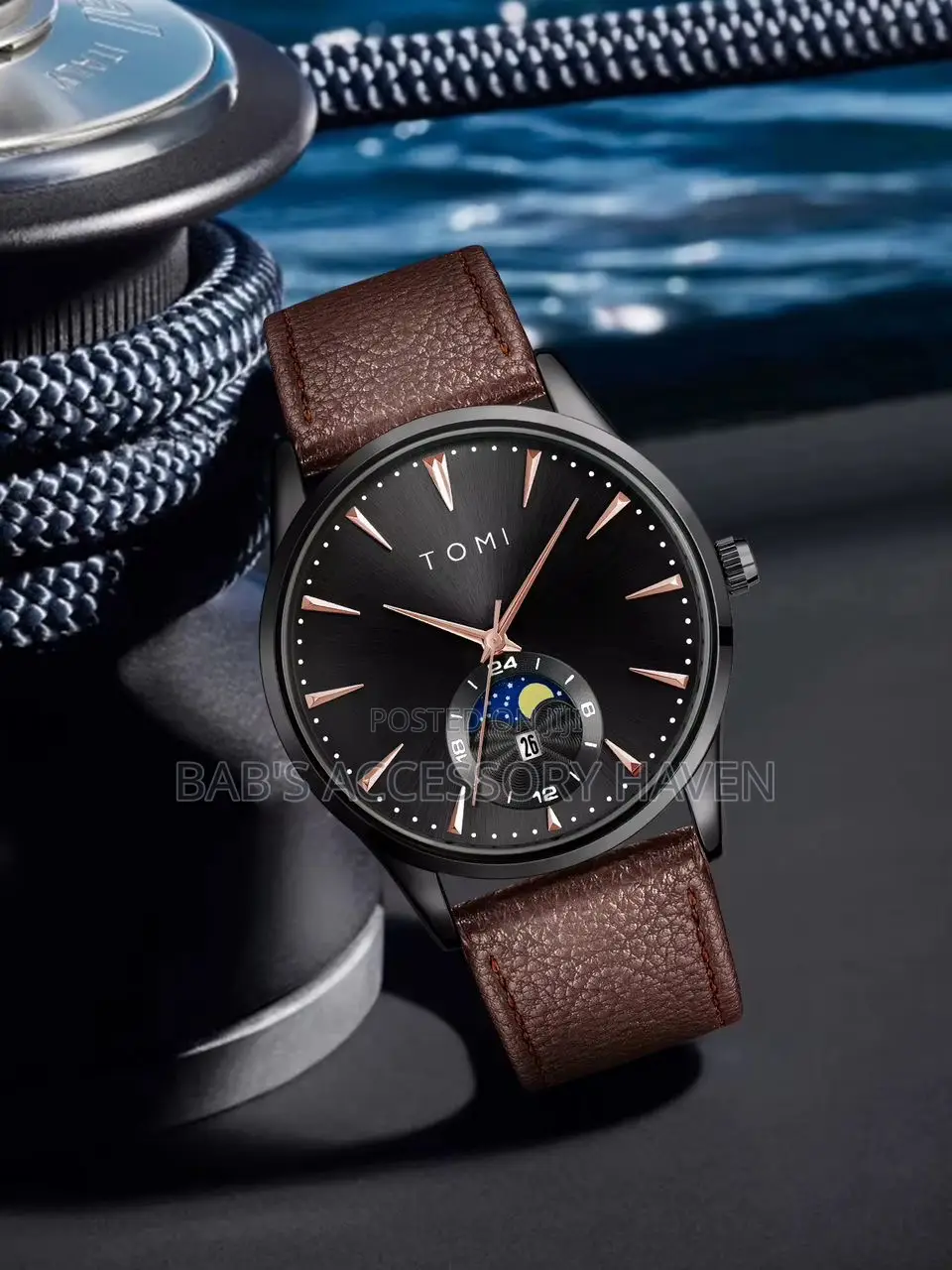 Premium Tomi Men’S Luxury Leather Quartz Watch