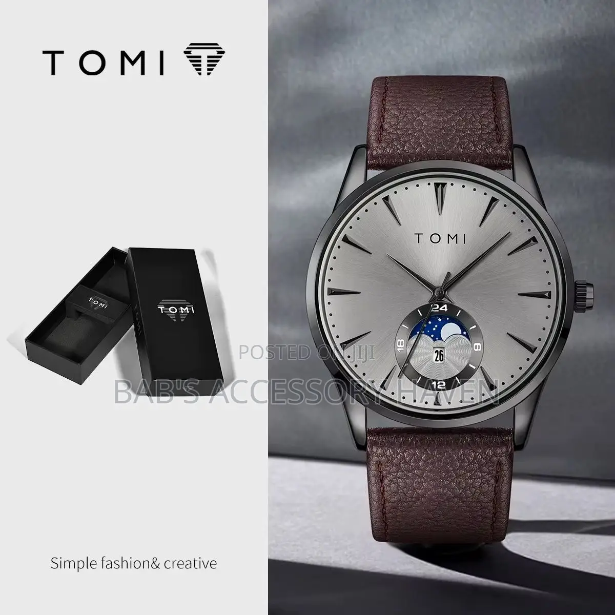 Premium Tomi Men’S Luxury Leather Quartz Watch