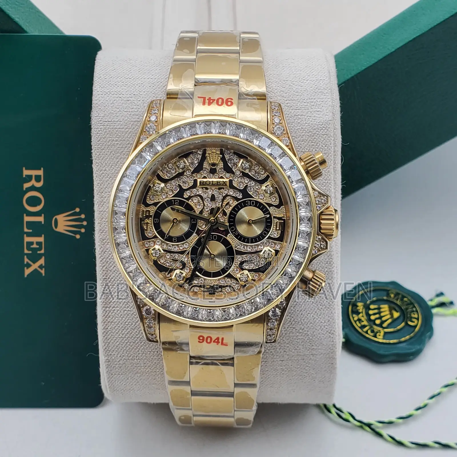 Fully Iced Out Rolex Daytona Men's Luxury Gold Watch