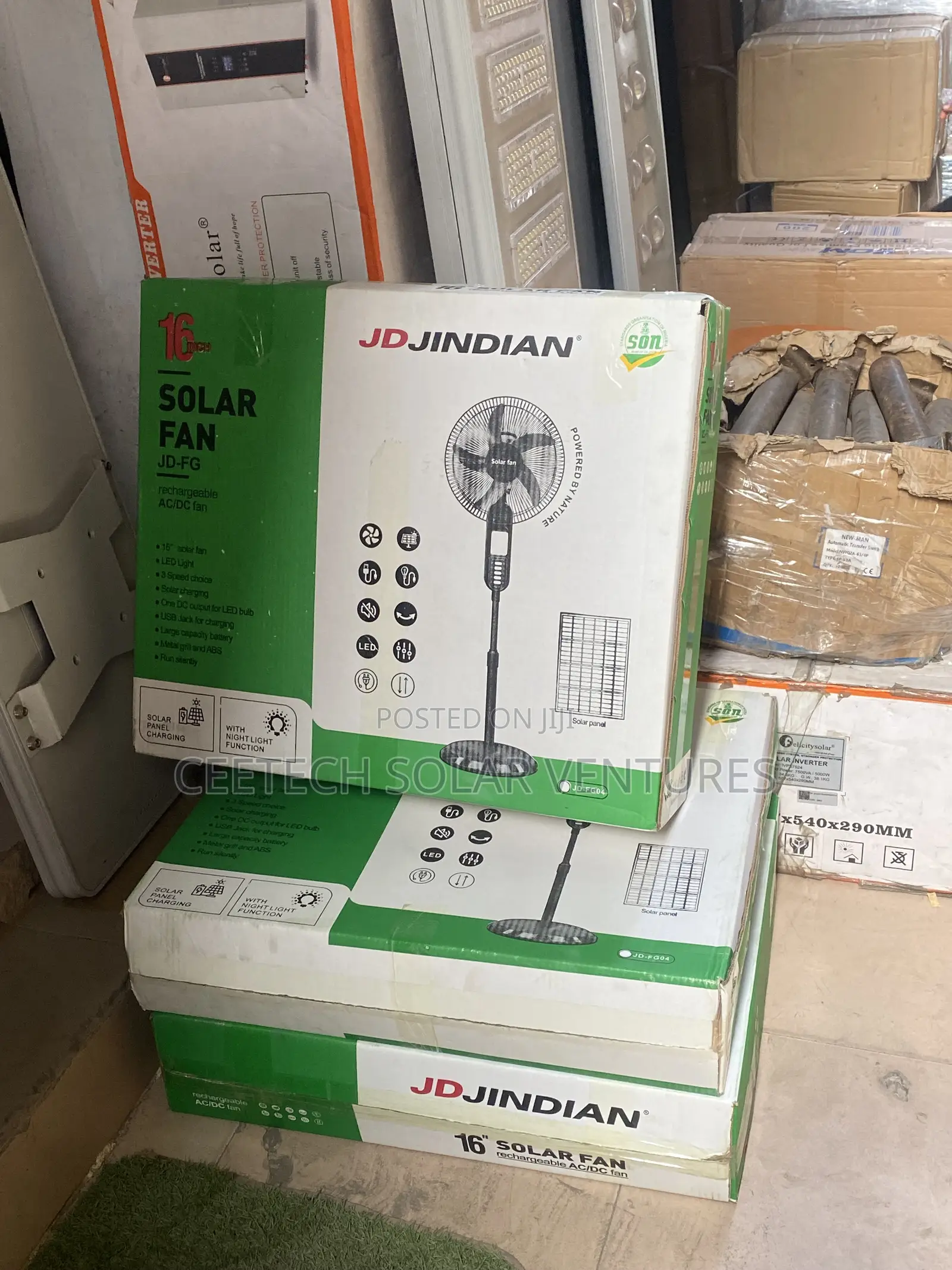 Jd Jindian Solar Fan 16inches Rechargeable