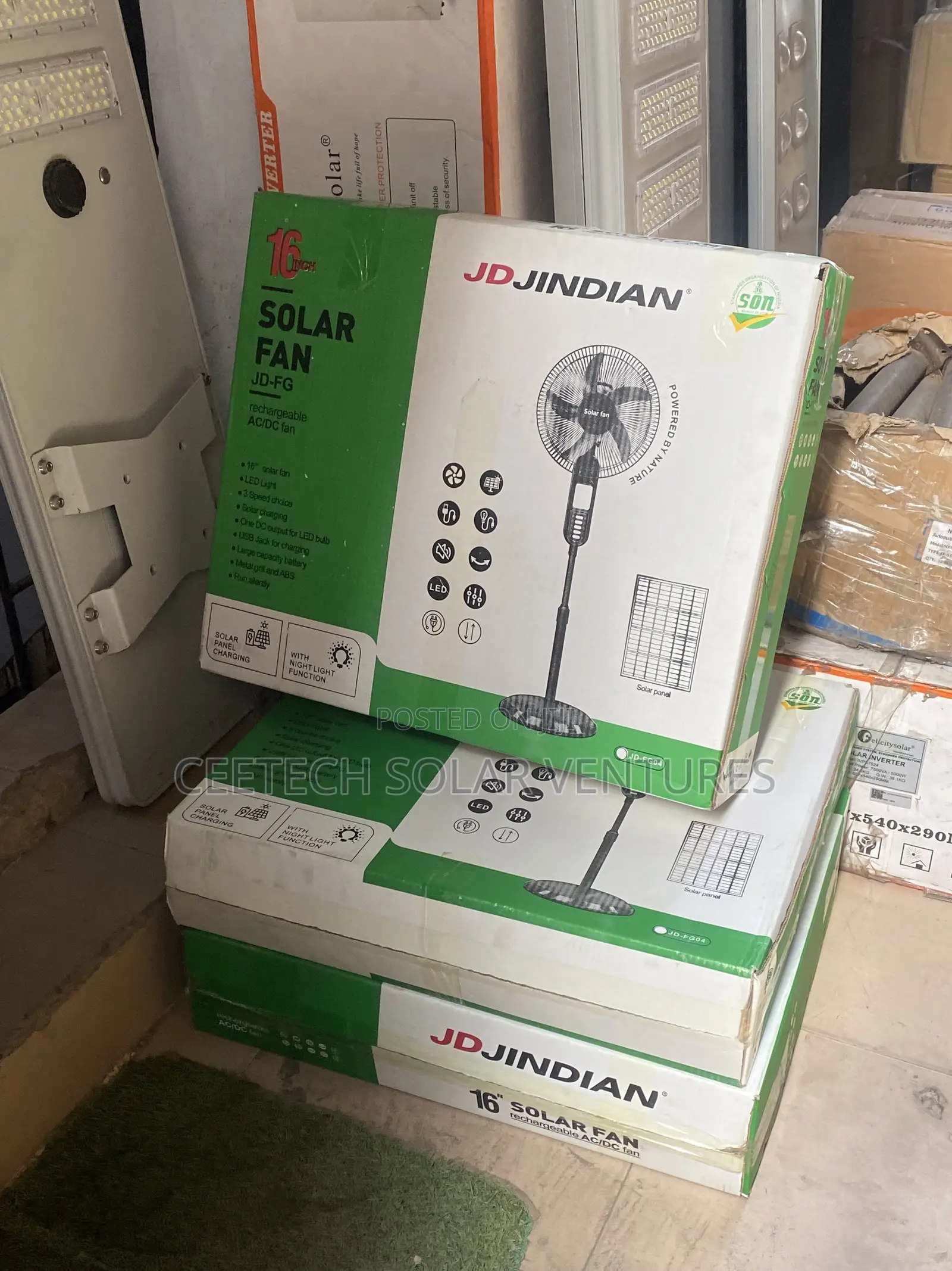 Jd Jindian Solar Fan 16inches Rechargeable