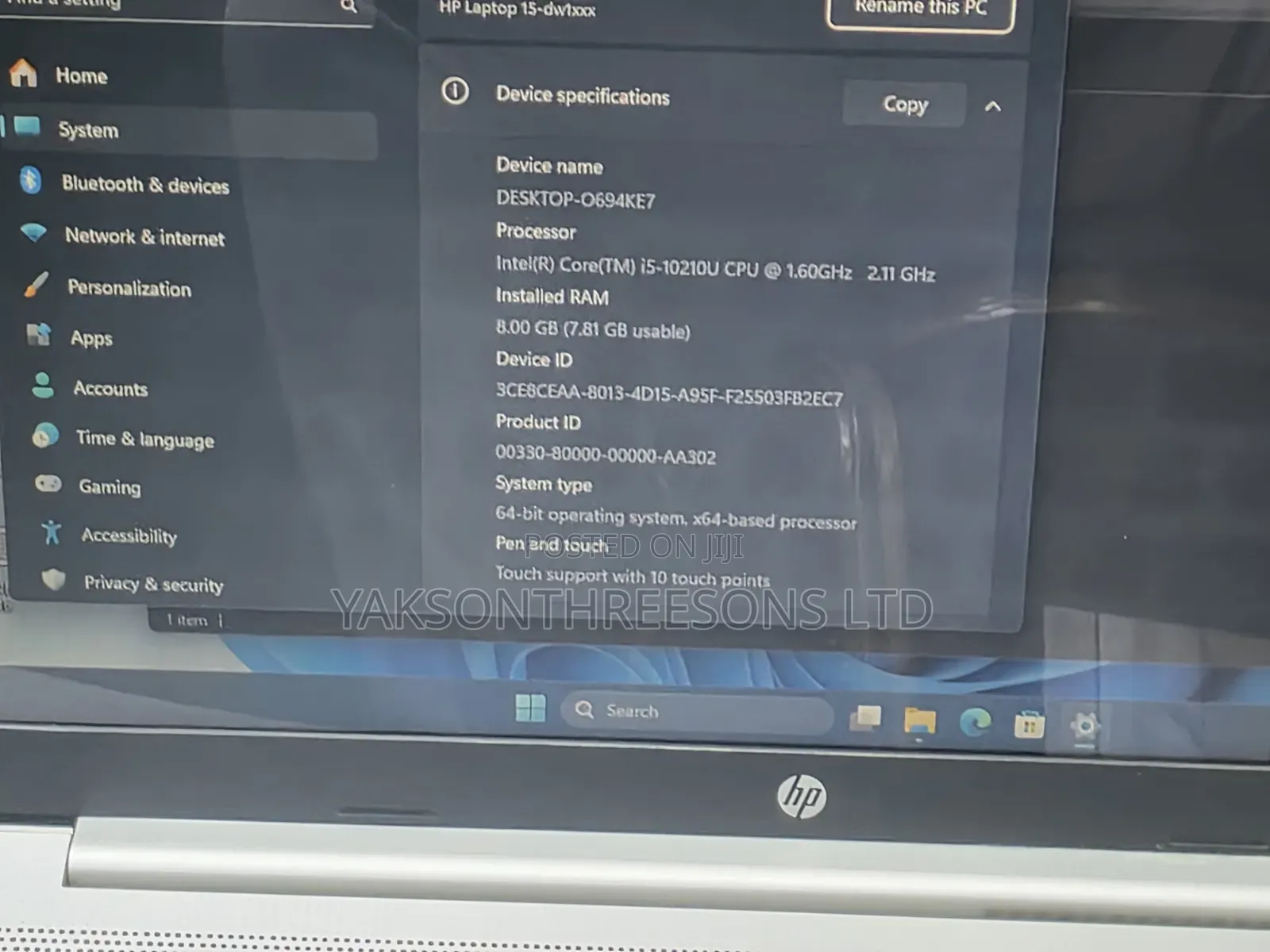 Laptop HP 15-dw1197nia 8GB Intel Core i7 SSD 256GB