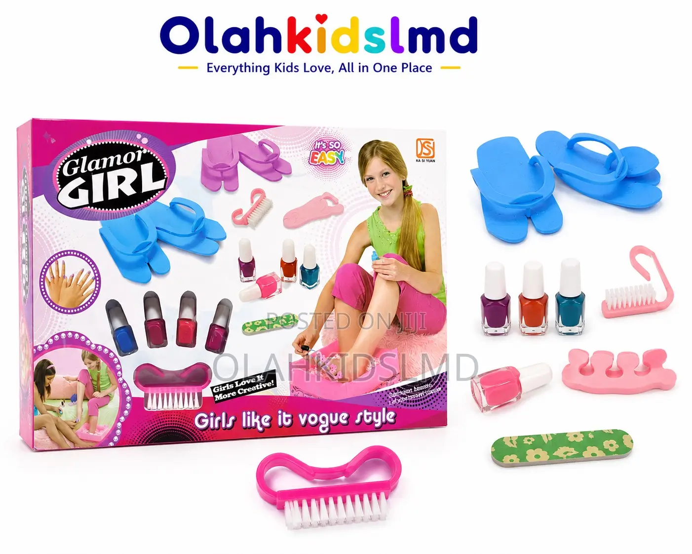 Glamor Girl Pedicure Nail Polish Play Set, Kids Spa