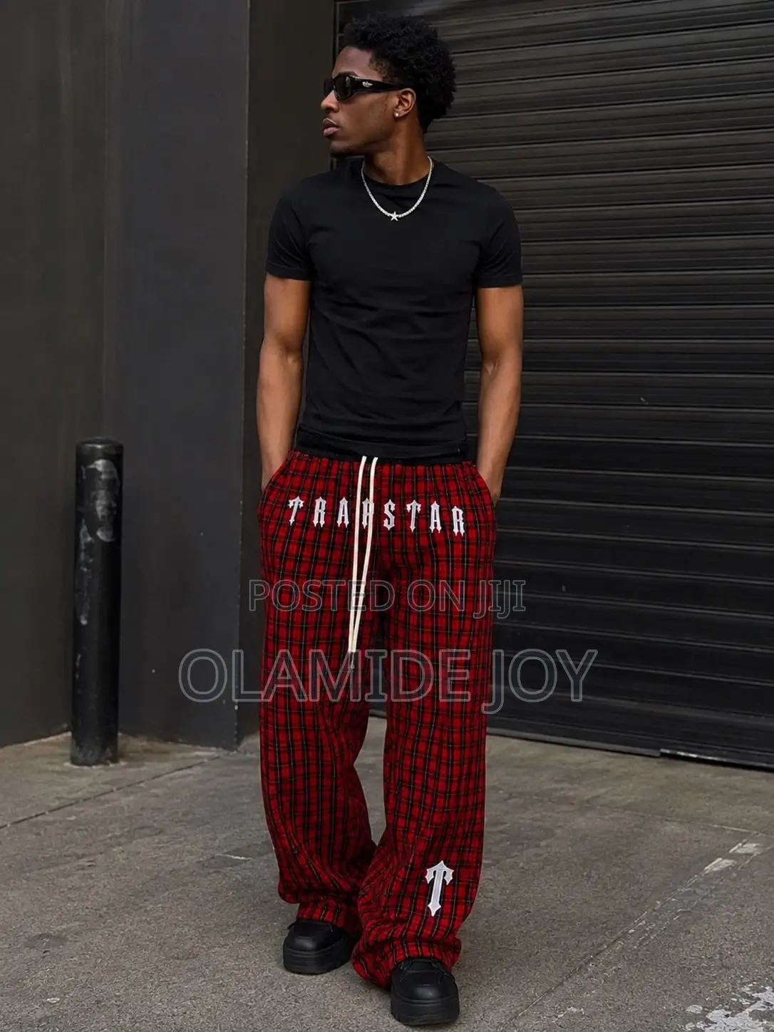 Red and Black Plaid Baggy Streetwear Pants