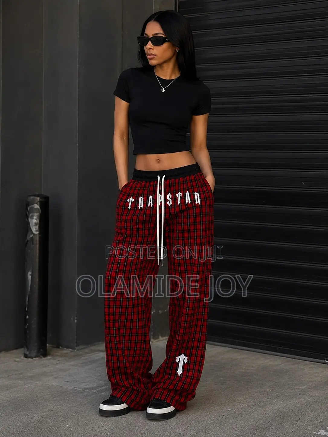 Red and Black Plaid Baggy Streetwear Pants