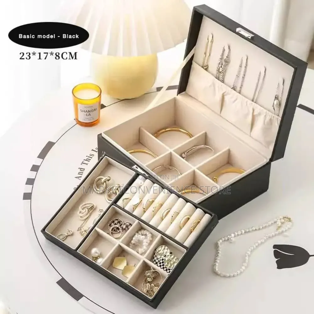 Double Layer Leather Jewellery Storage Box