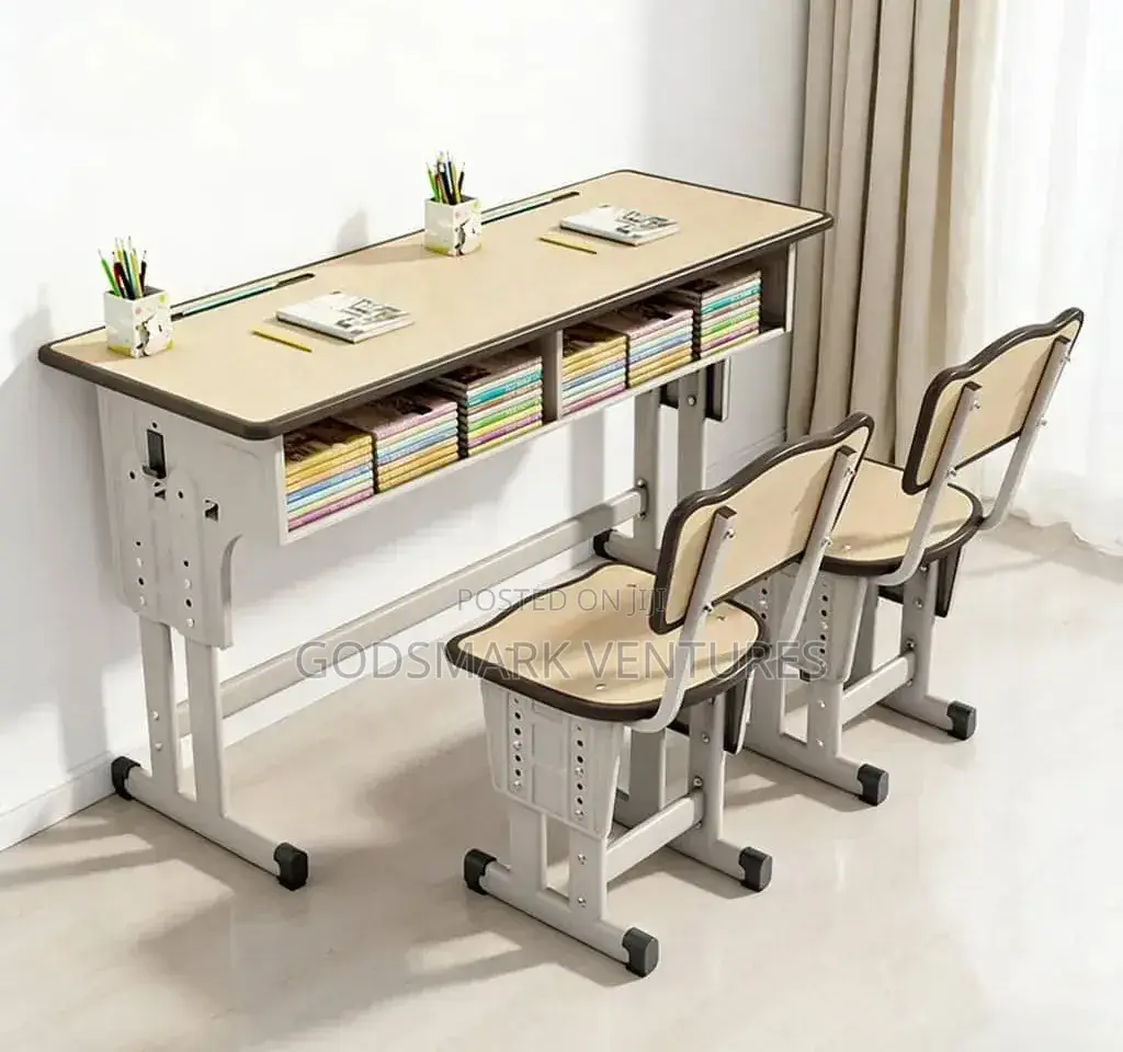 Double School Desk and Chairs
