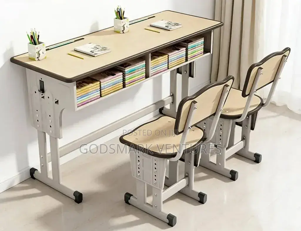 Double School Desk and Chairs