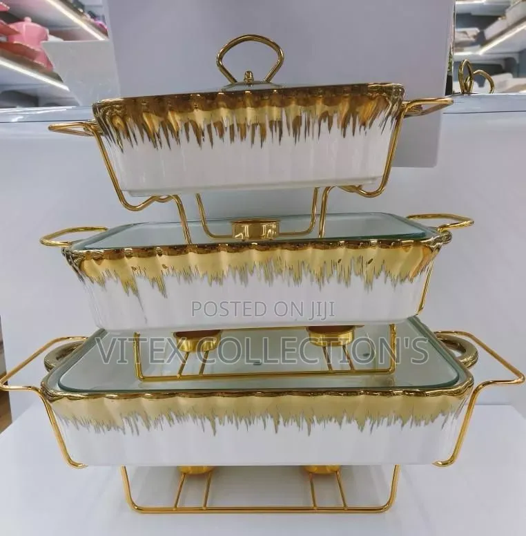 3set Luxury Ceramic Food Warmer Casserole Dish Set