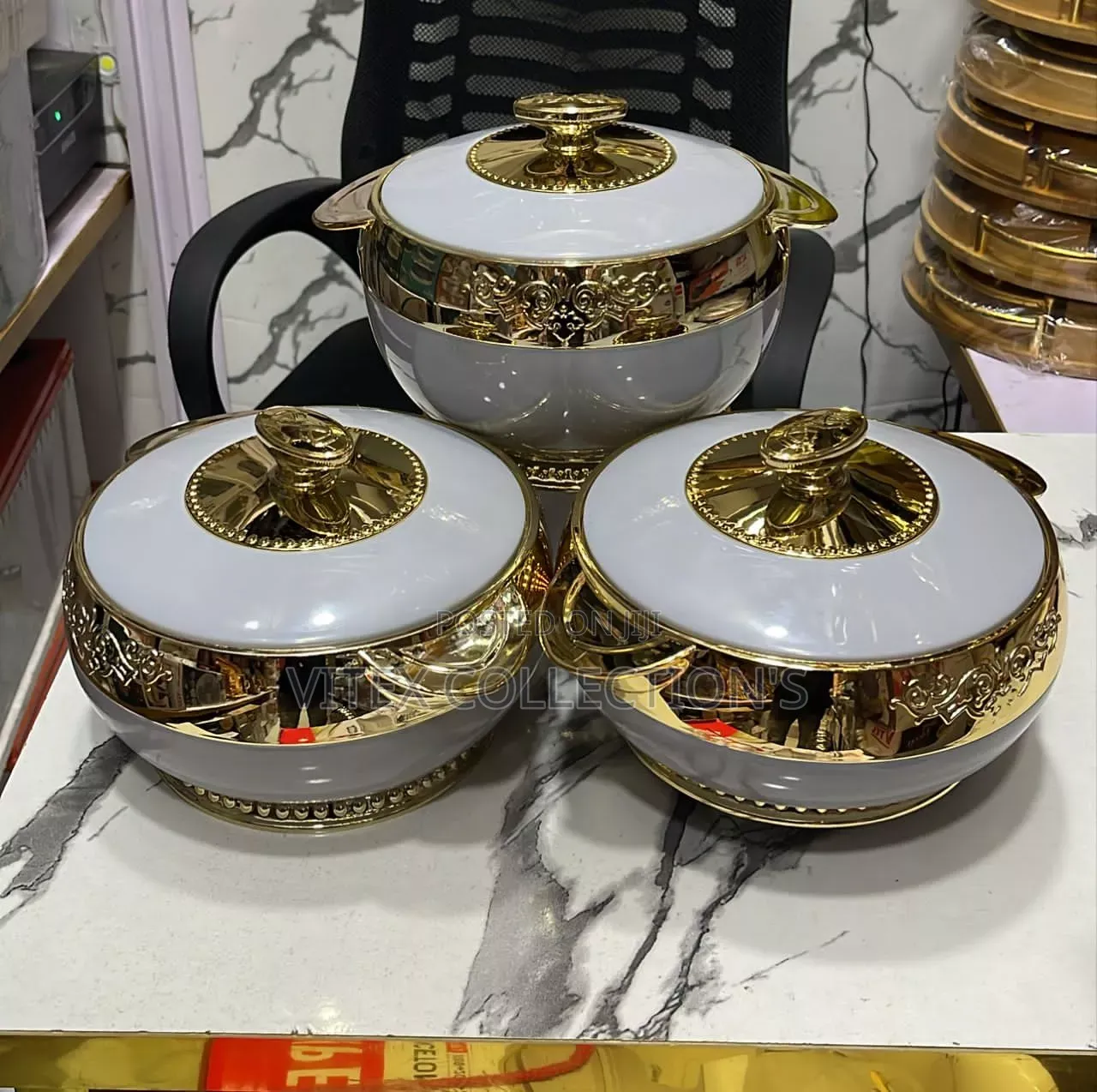 3set Gold White Food Warmers
