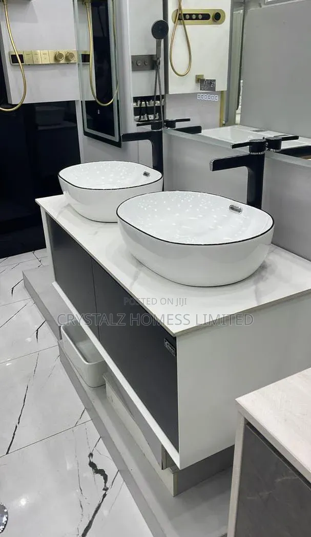 Modern Double Vessel Sink Bathroom Vanity Unit (With Smart Led Mirror)
