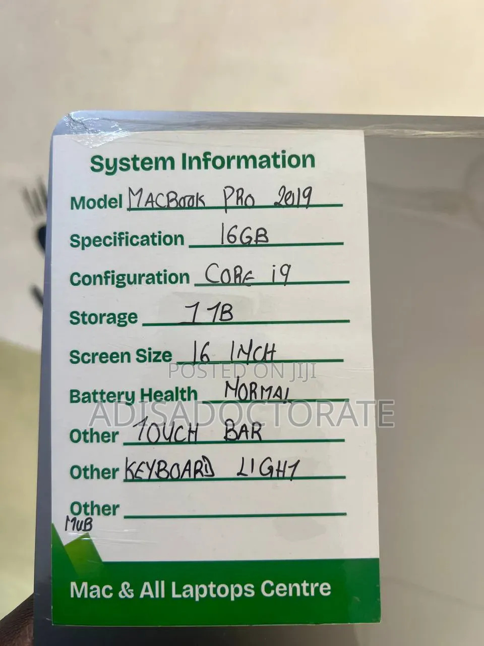 Laptop Apple MacBook Pro 2019 16GB Intel Core i9 SSD 1T