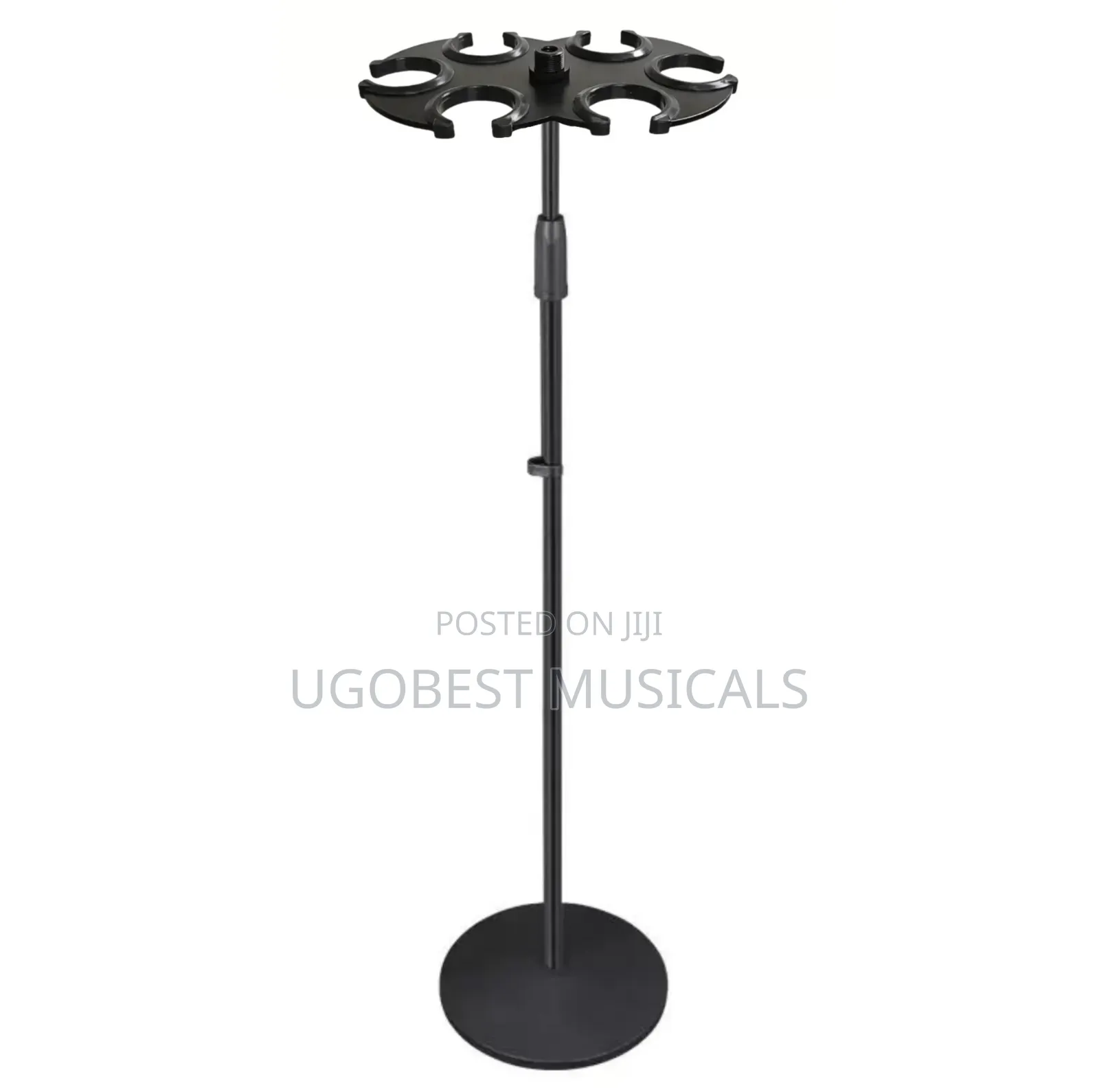6-Way Multi-Microphone Stand With Adjustable Heavy-Duty Round Base