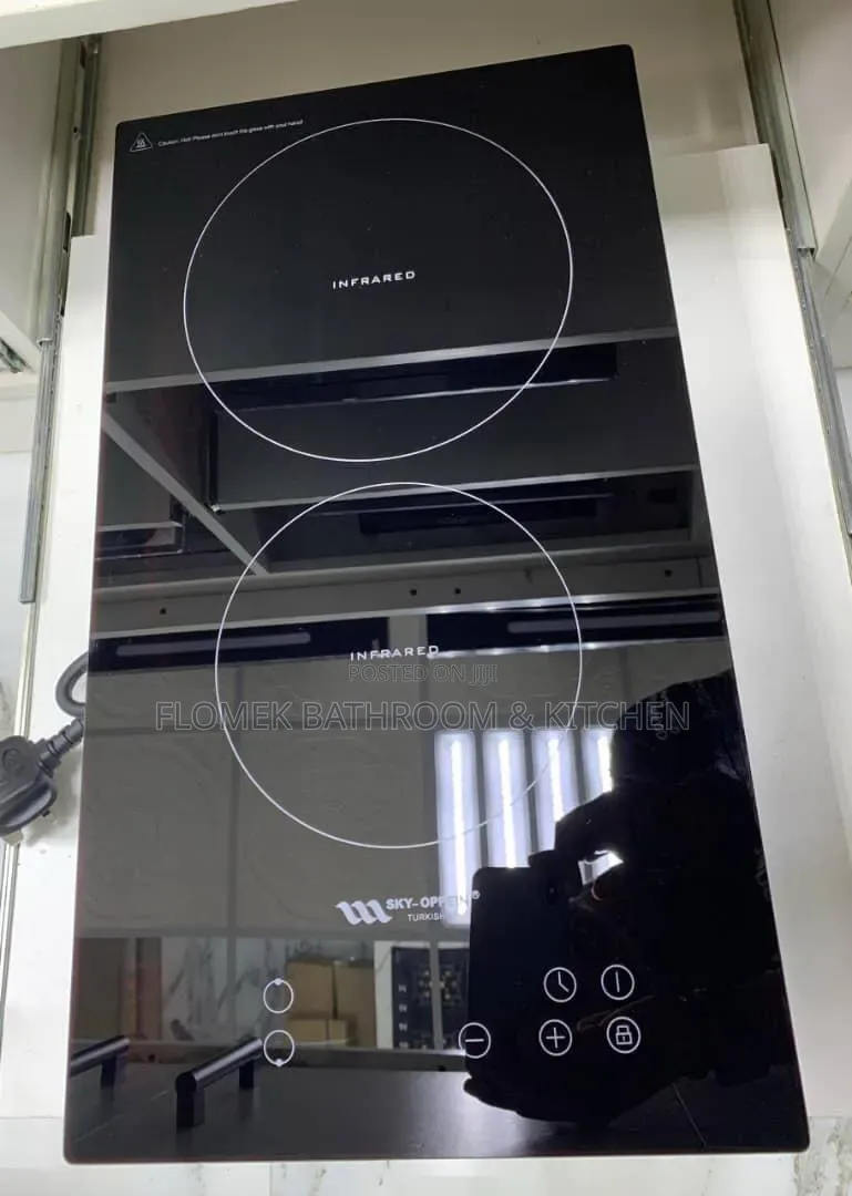 2-Burner Built-in Induction Cooker | Black Glass Touch Control Cooktop