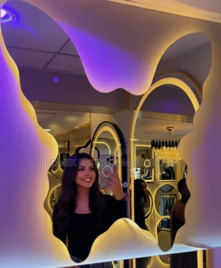 Modern Irregular Led Wall Mirror – Luxury Decorative Bedroom Mirror