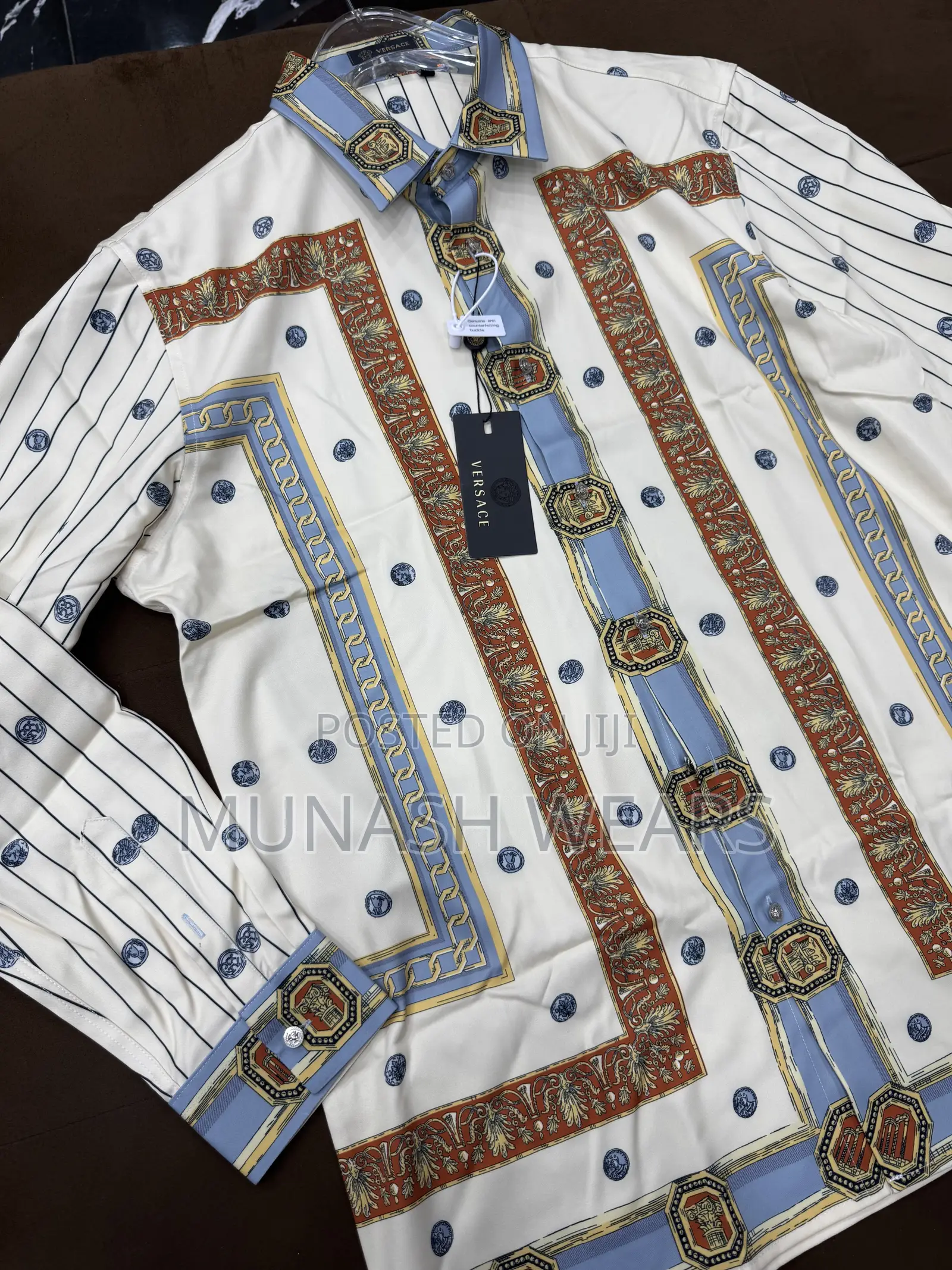 Versace Couture Cream and Blue Shirt M-5xl Available