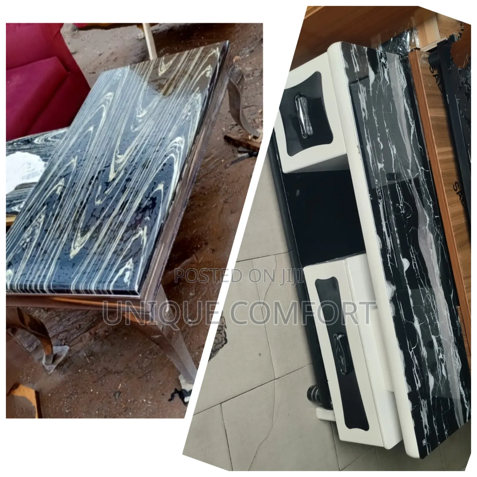Imported Marble Top Adjustable Tv Stand With Drawers and Center Table