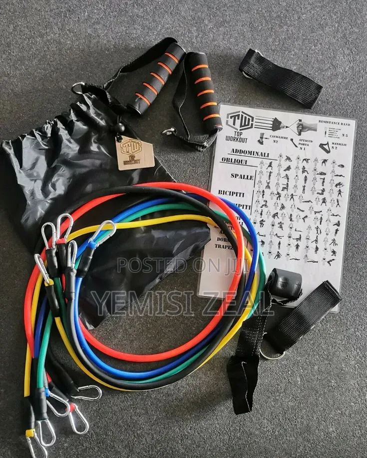 5in1 Resistance Pull Up Rope Band With Handle and Carrier Bag