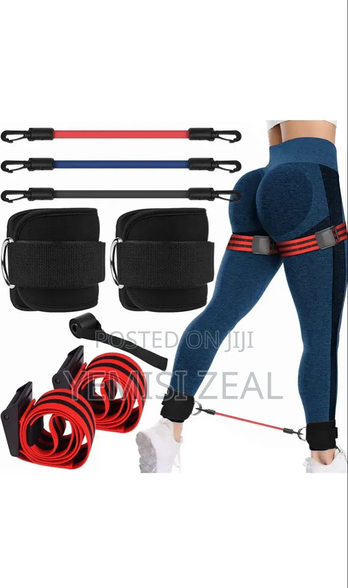 Ankle Strap/ Booty Band Combo With Resistance Pull Up Rope