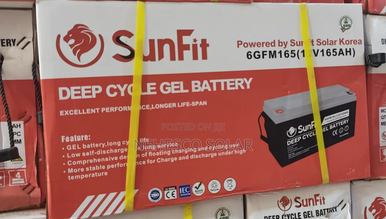 High-Performance Sunfit Deep Cycle Gel Battery 165ah for Solar