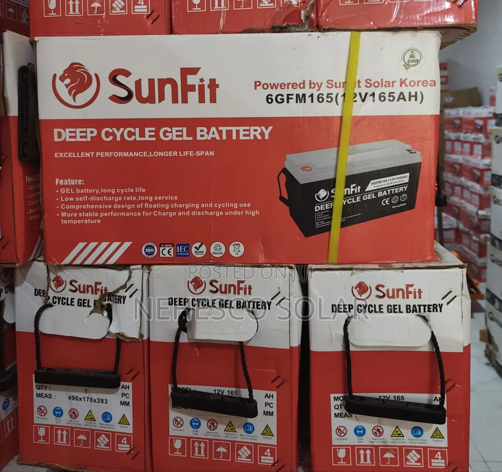 Durable 12v 165ah Sunfit Solar Battery – Maintenance Free