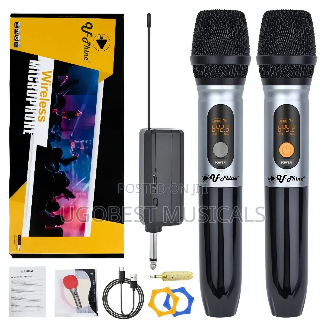 U-Phine Wx23 Dual Wireless Microphone System Uhf Handheld Mic for Pa