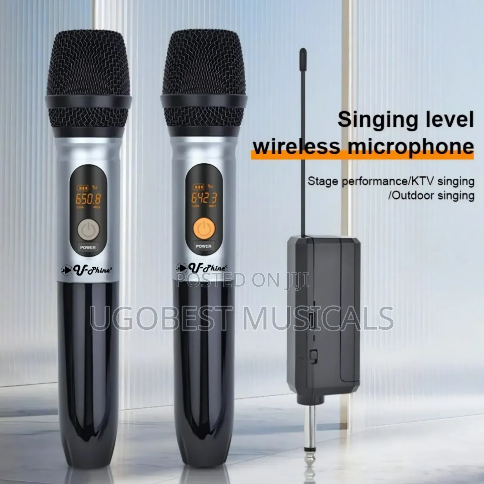 U-Phine Wx23 Dual Wireless Microphone System Uhf Handheld Mic for Pa