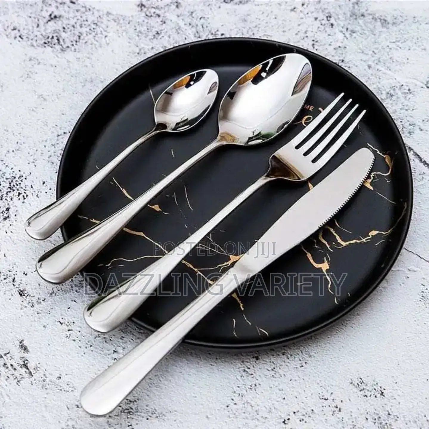 Luxury 24pcs Silver Cutlery Set With Stand for Dining