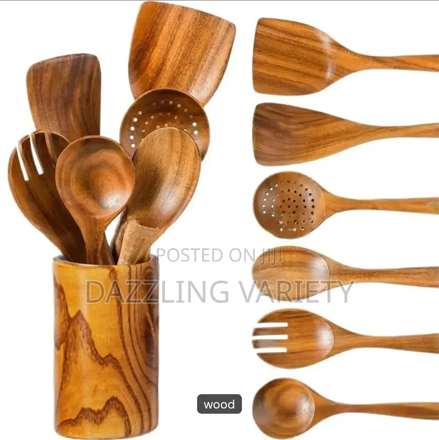 7pcs High Quality Wooden Spoon Set With Cup Holder