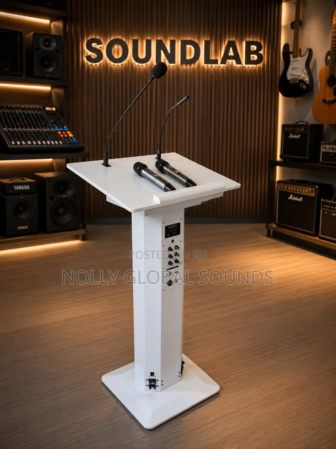 Soundlab Rechargeable Wireless Bluetooth Pulpit/ Lectern Stand 2 Mics