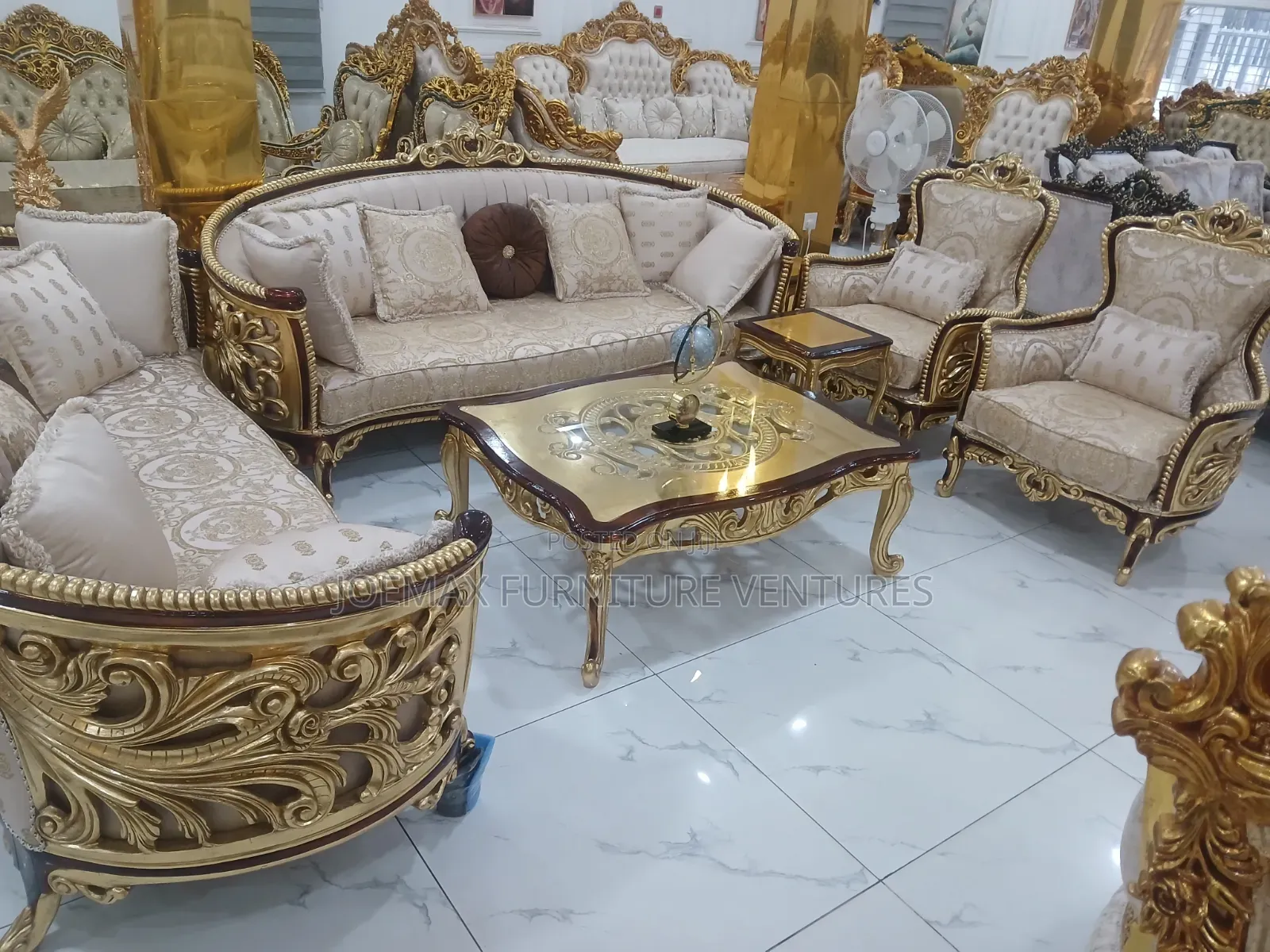 Modern 8 Seater Living Room Living Fabric Made Royal Sofa Chair.