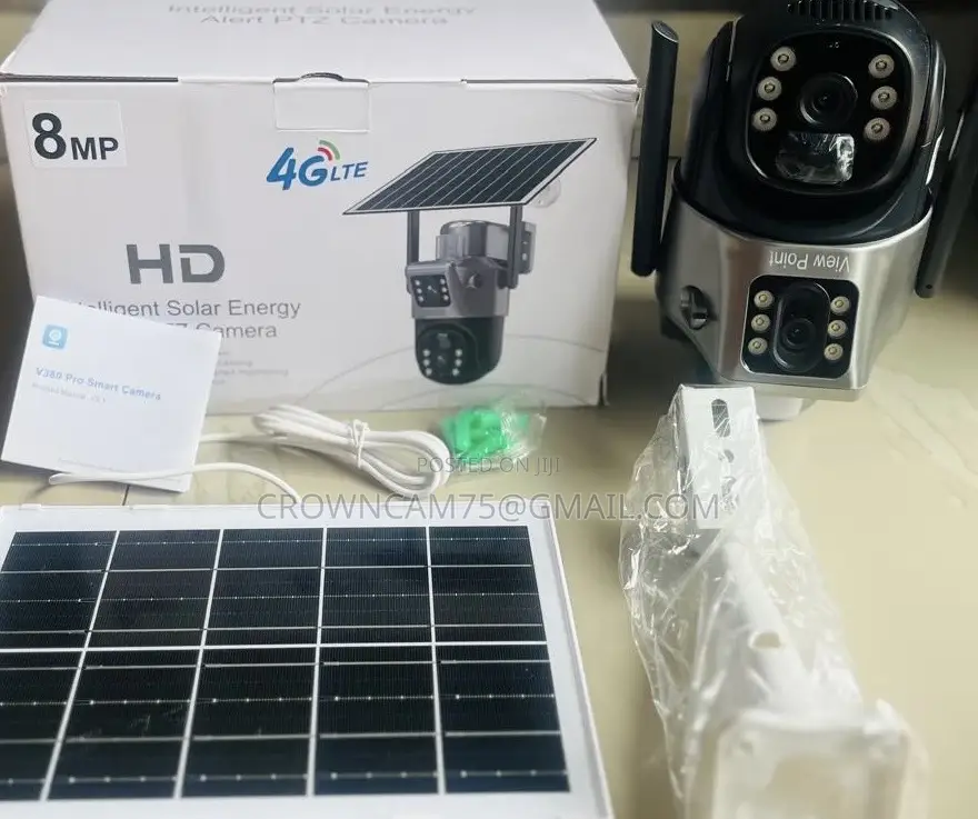 V380 Dual Lens PTZ Solar CCTV Camera With Motion Detection 12mp
