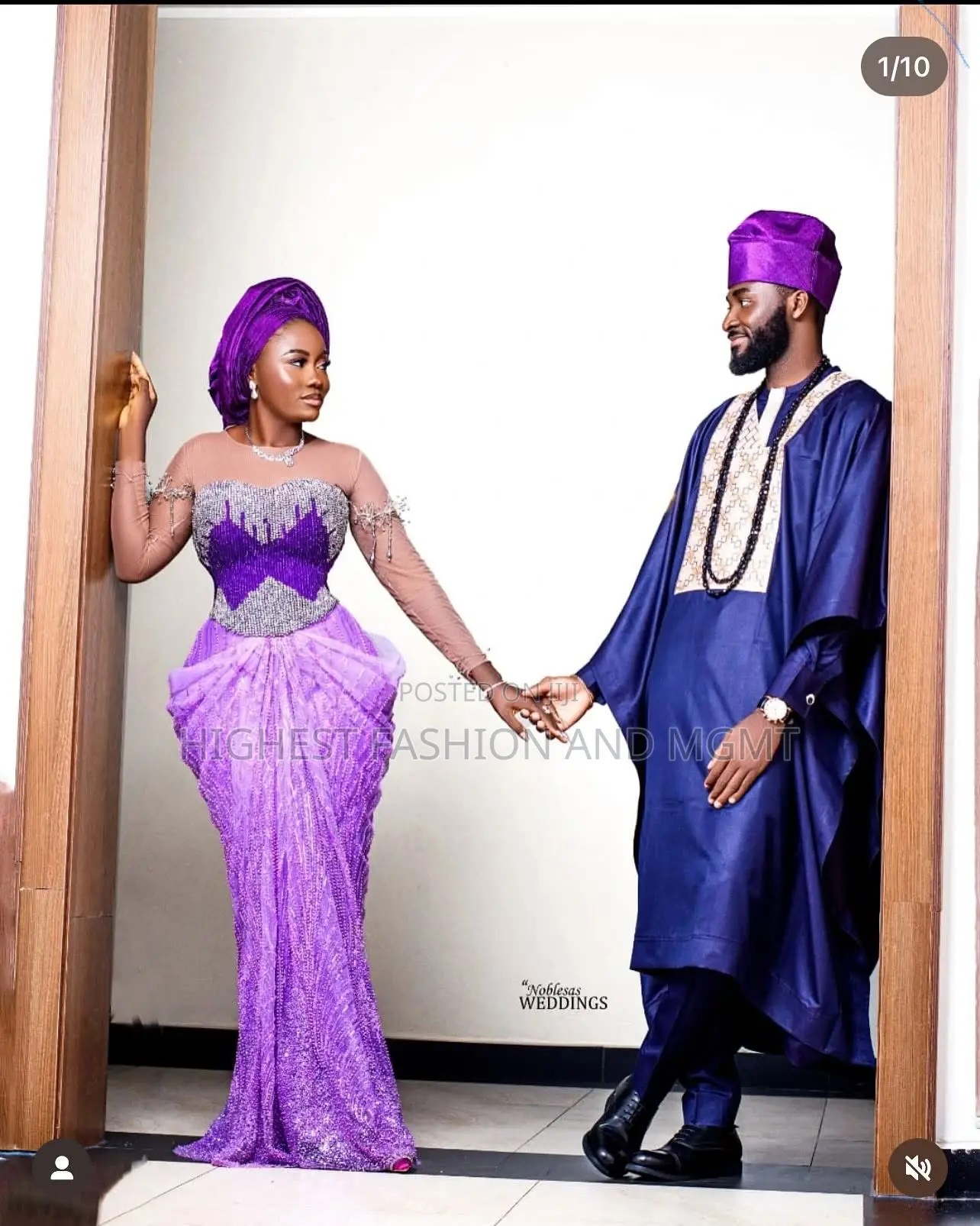 Embellished Violet Iro and Buba Men’S Embroidered Navy Agbada