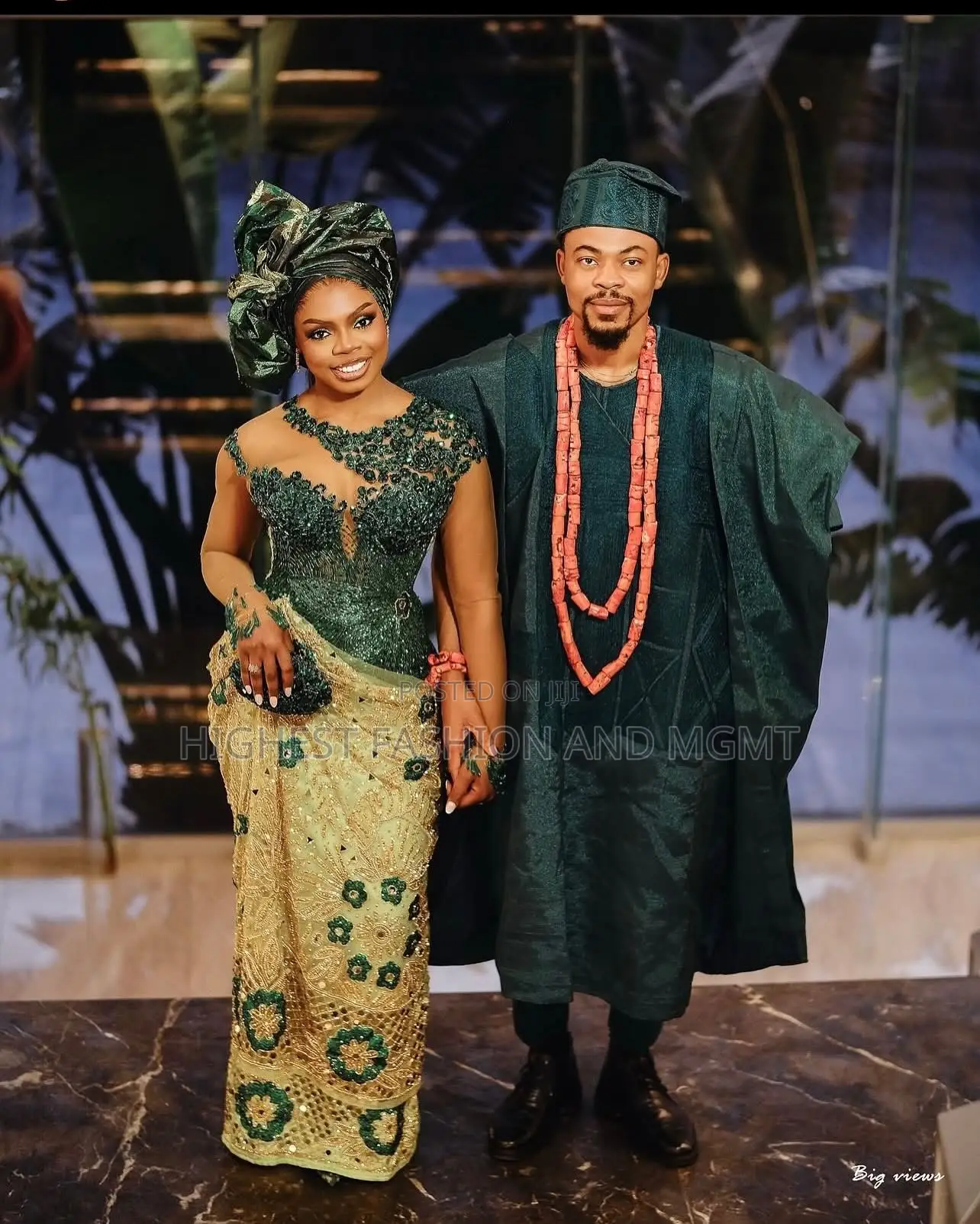 Merald Iro and Buba Men’S Textured Emerald Agbada