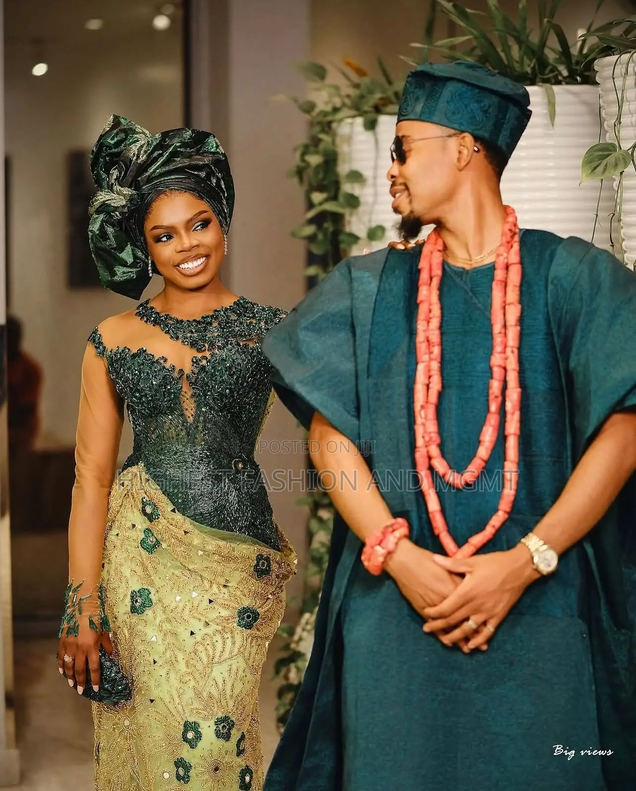 Merald Iro and Buba Men’S Textured Emerald Agbada