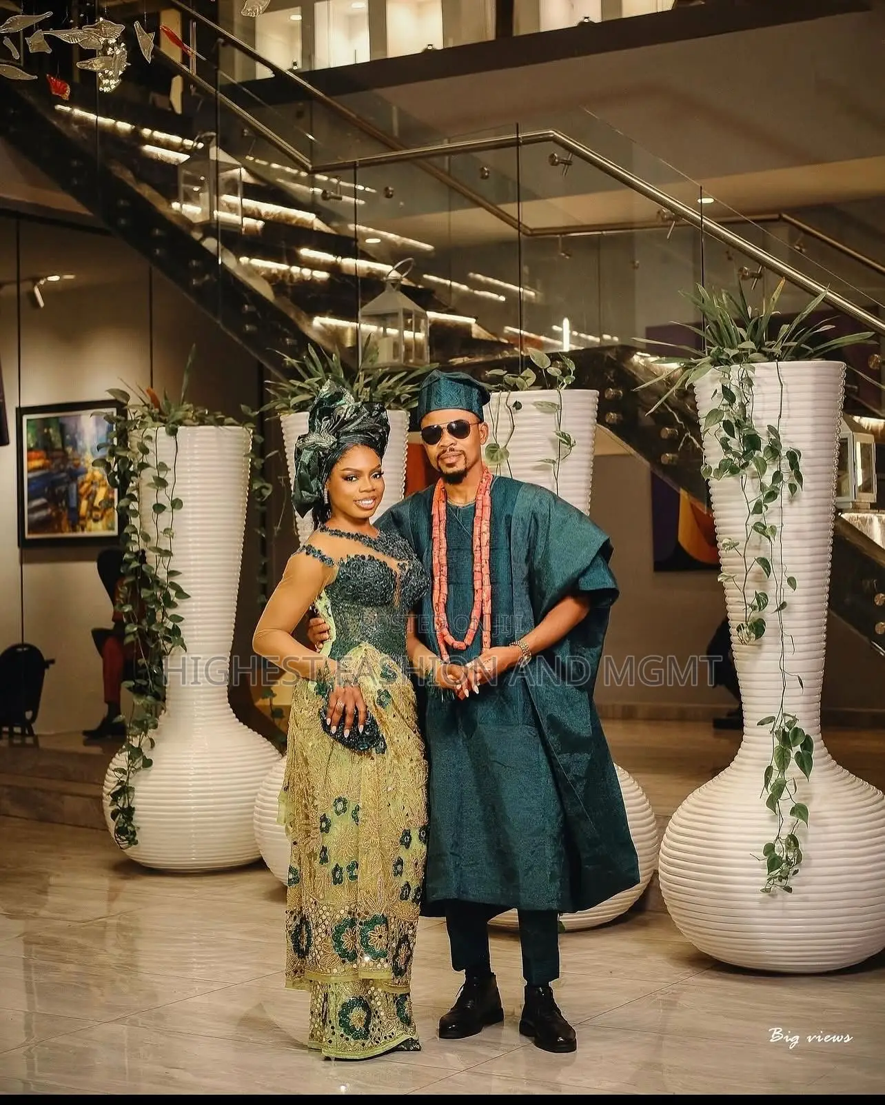 Merald Iro and Buba Men’S Textured Emerald Agbada