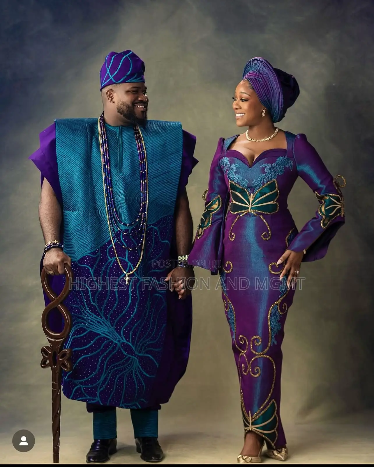 Luxury Violet Iro and Buba Men’S Textured Teal-Panel Agbada