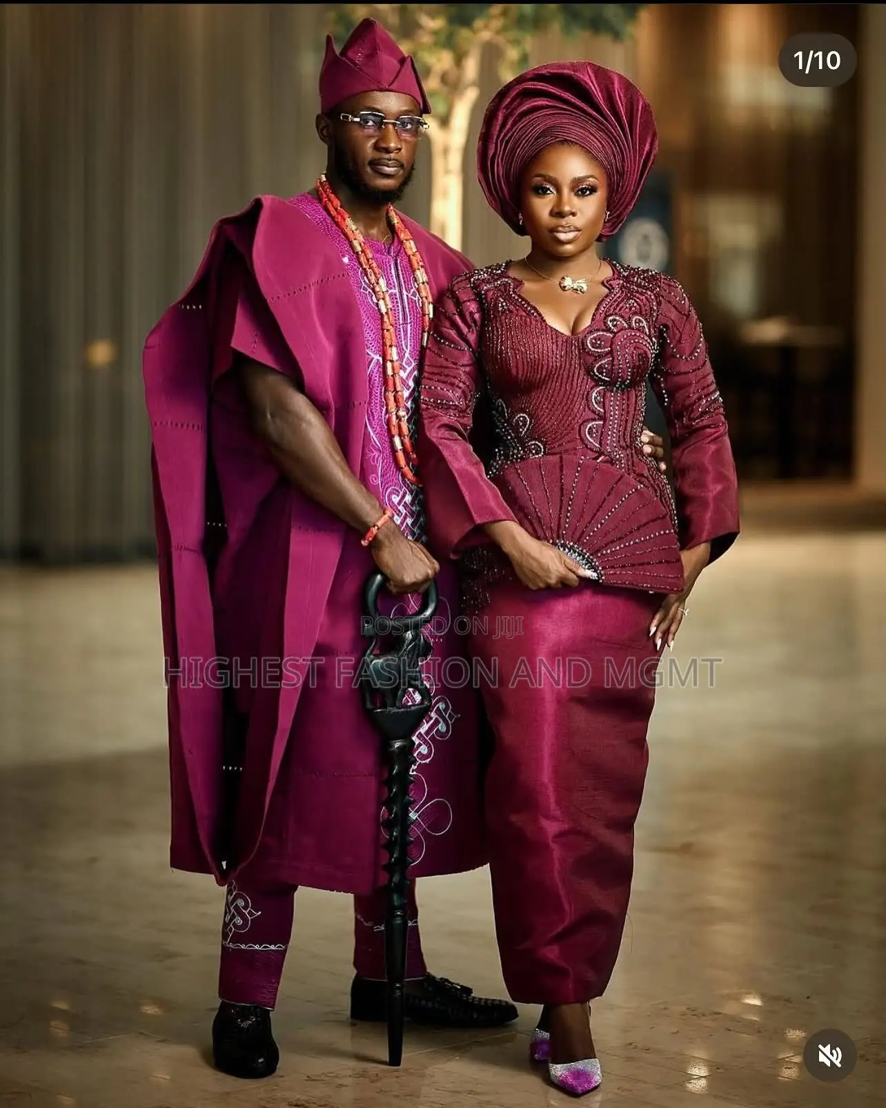 Burgundy Iro and Buba Men’S Embroidered Burgundy Agbada