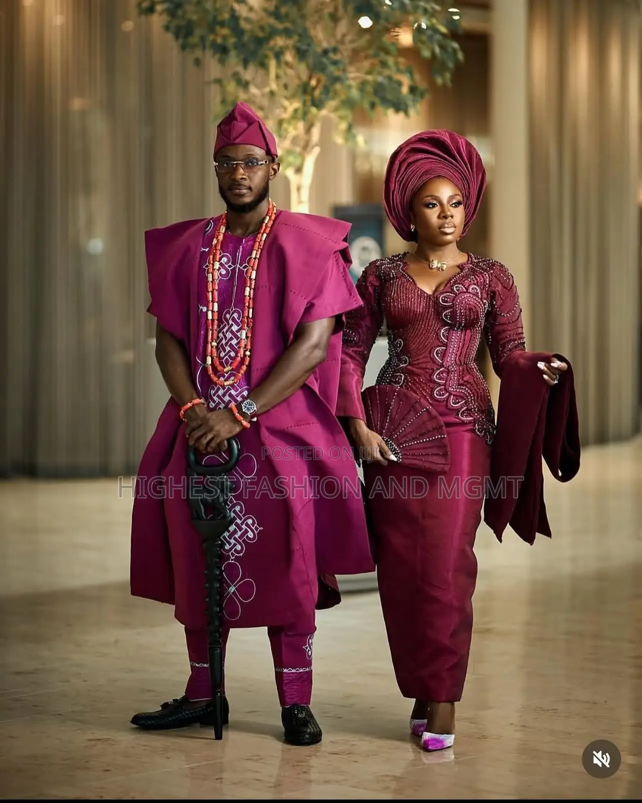 Burgundy Iro and Buba Men’S Embroidered Burgundy Agbada