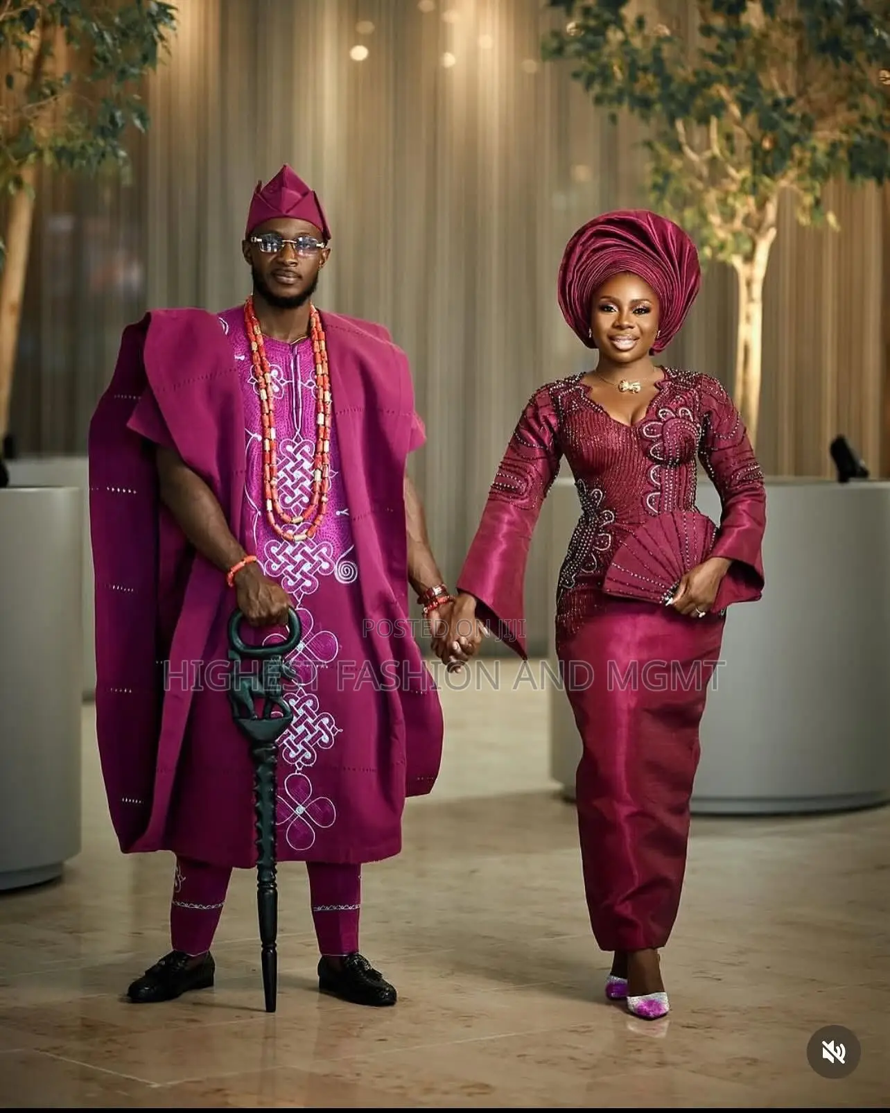 Burgundy Iro and Buba Men’S Embroidered Burgundy Agbada