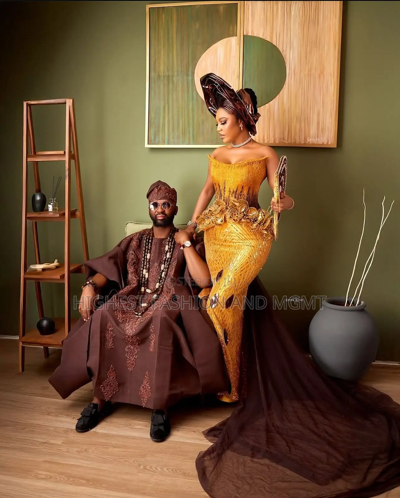 Gold Corset Gown Men’S Textured Gold Agbada
