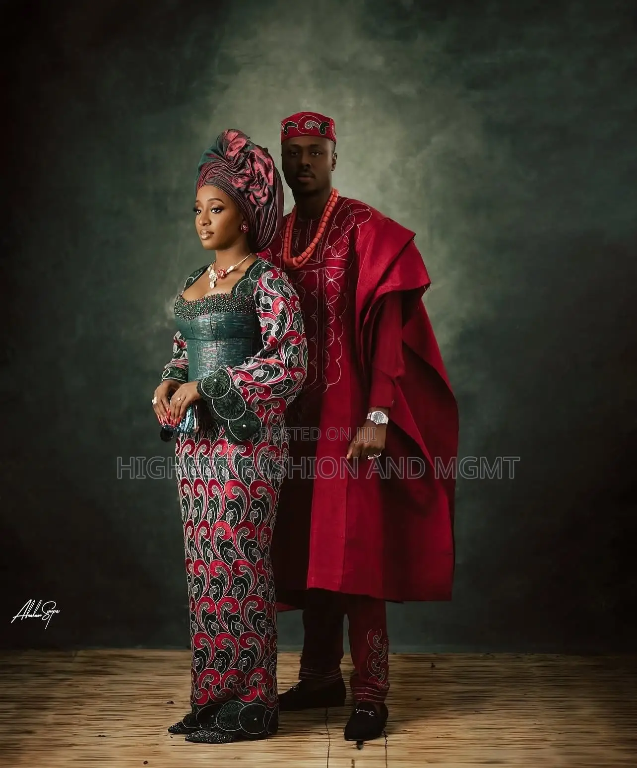 Embellished Crimson Iro and Buba Men’S Textured Crimson Agbada