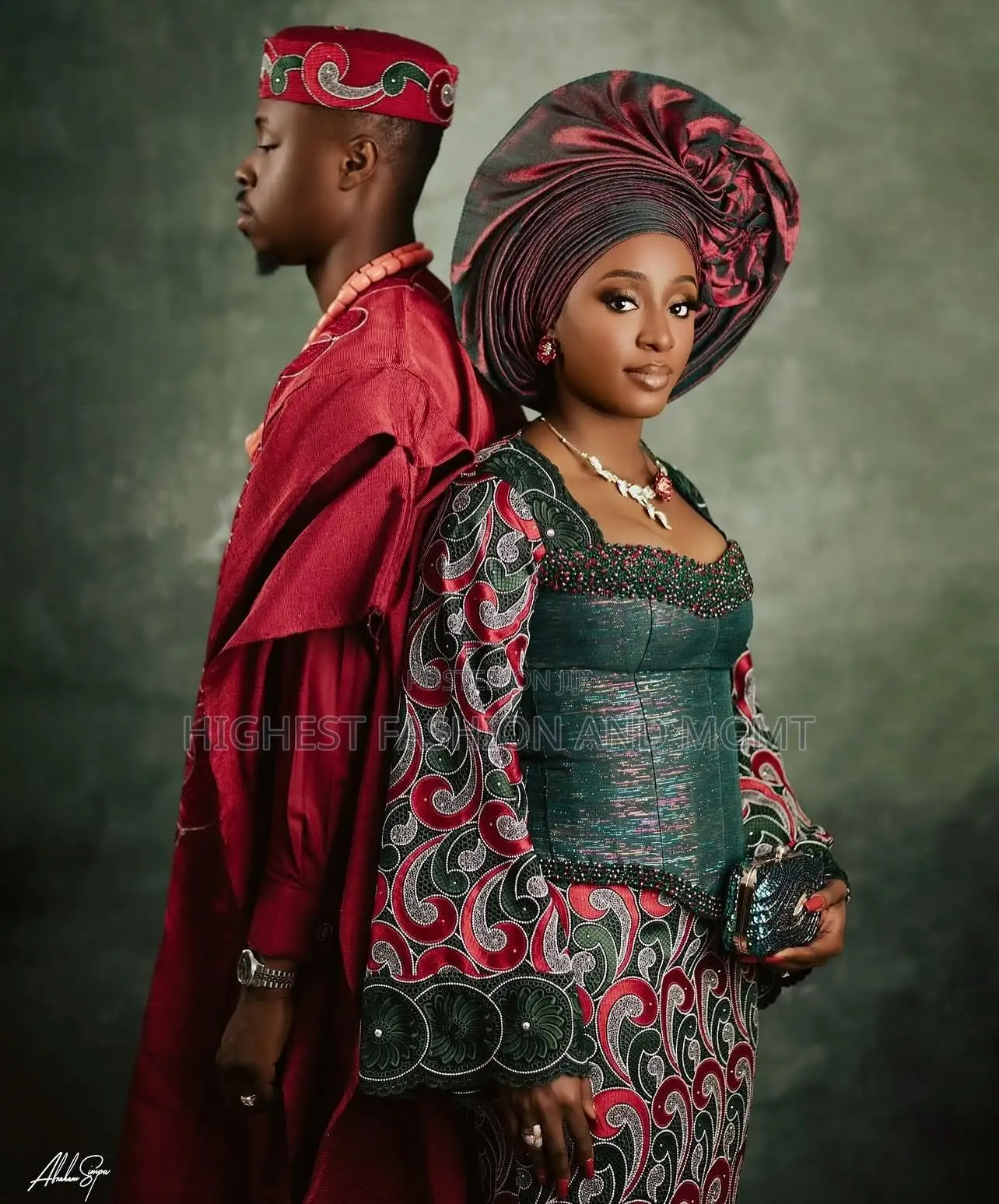 Embellished Crimson Iro and Buba Men’S Textured Crimson Agbada