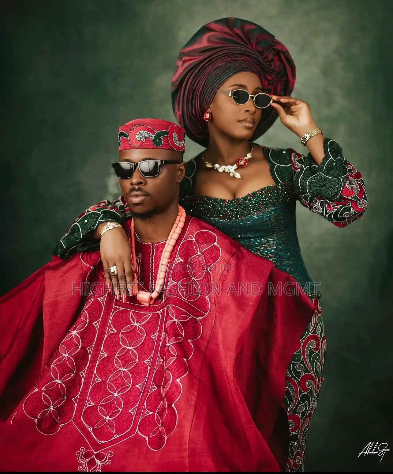 Embellished Crimson Iro and Buba Men’S Textured Crimson Agbada