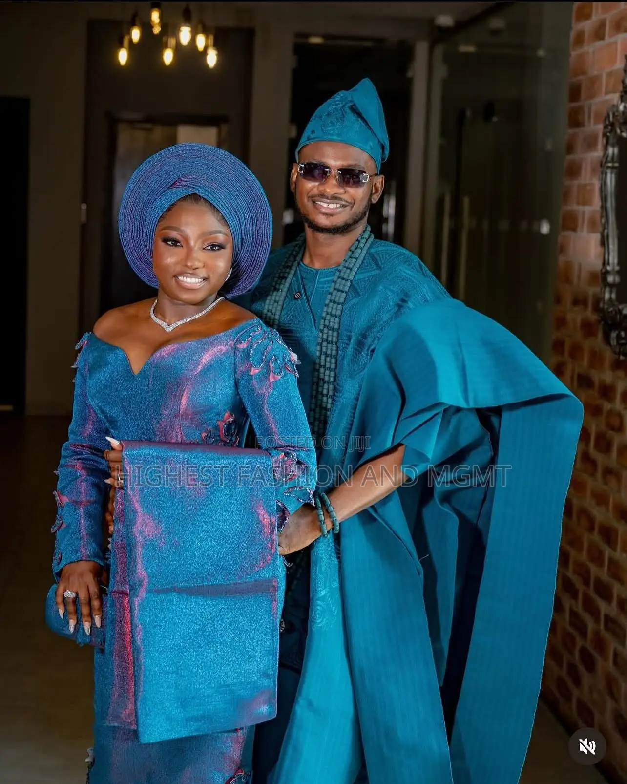 Teal Magenta Iro and Buba Men’S Textured Teal Agbada